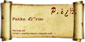 Petko Áron névjegykártya